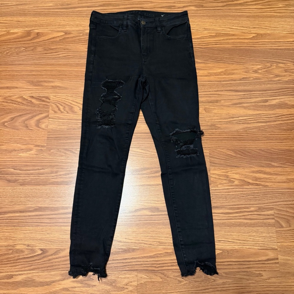 American Eagle Outfitters Black Ripped Skinny Jeans